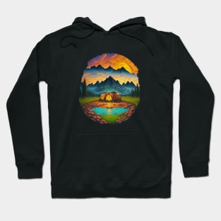 Camping Since Vintage Retro Sunset Tent Hoodie